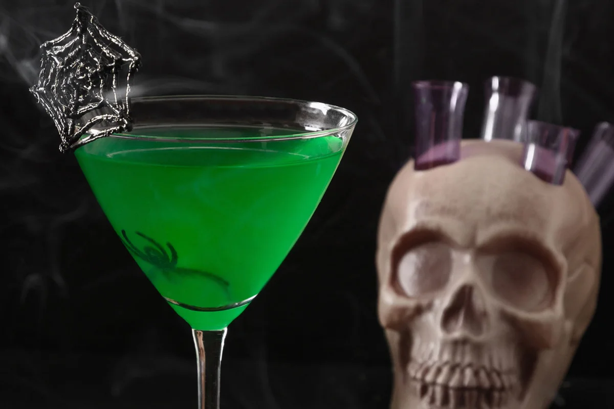 Green Goblin martini Halloween vodka cocktail