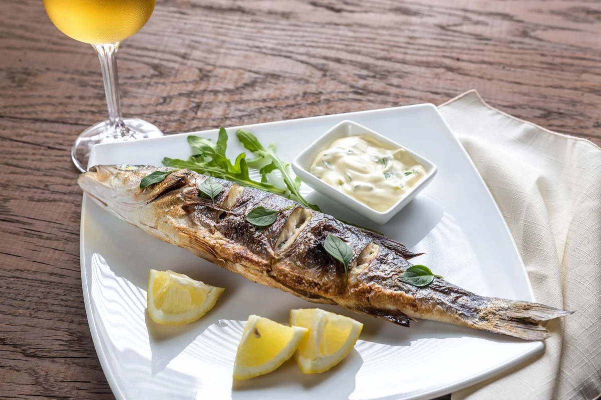 Sea Bass and white wine dinner