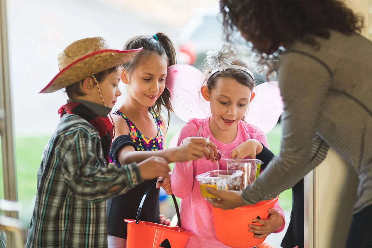 children trick or treating during Halloween