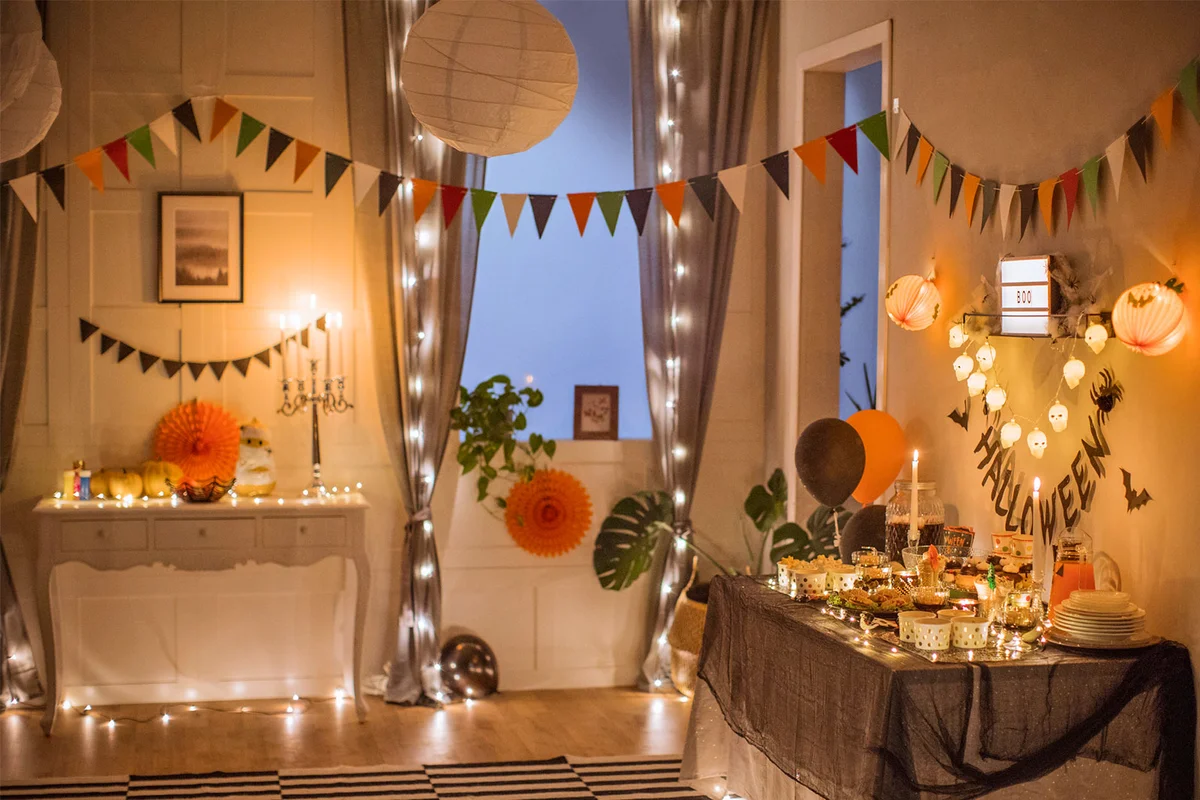 Home decorated with Halloween colors