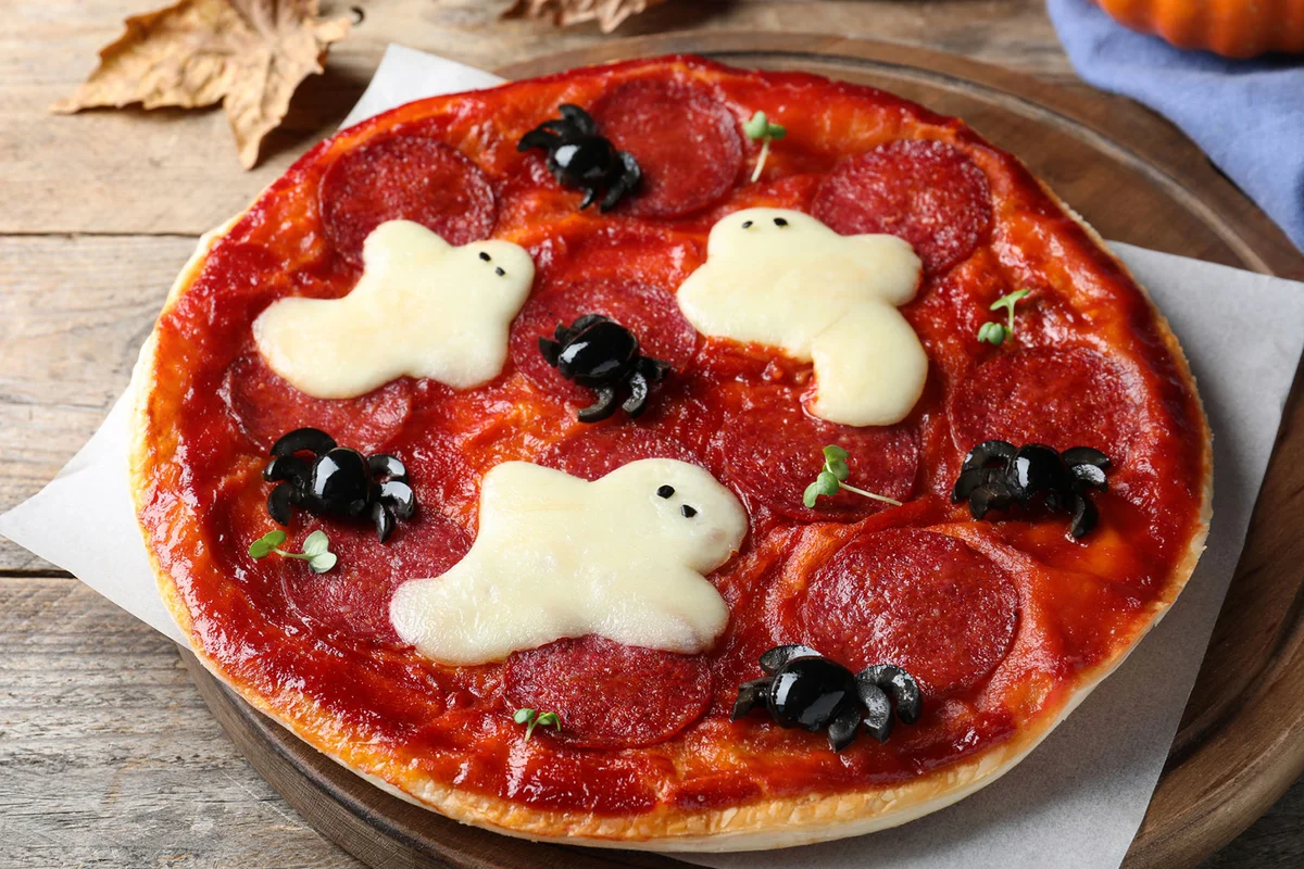Ghosteroni Halloween Birthday Pizza party food