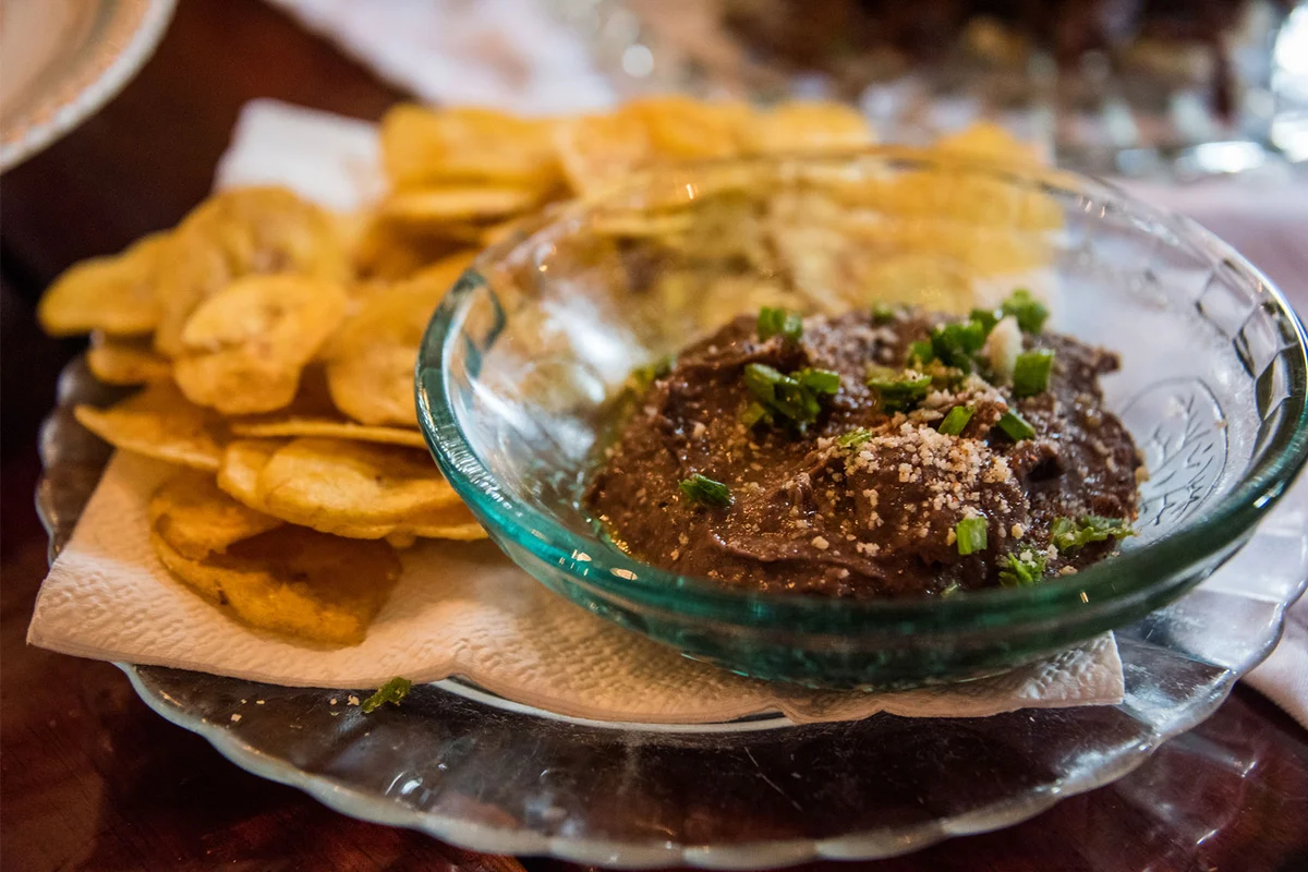 Halloween birthday party black bean dip