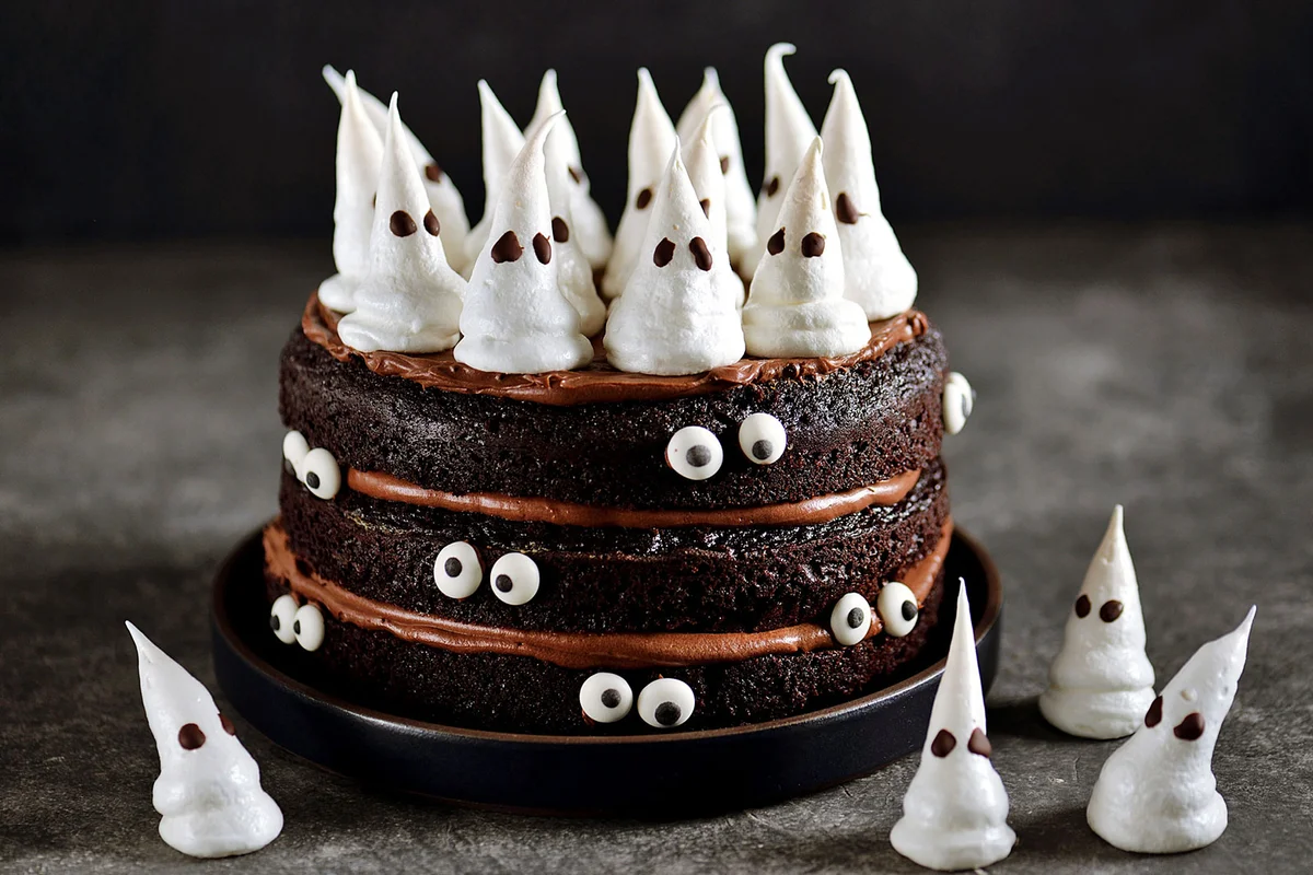 Halloween Ghost Meringue Birthday Cake