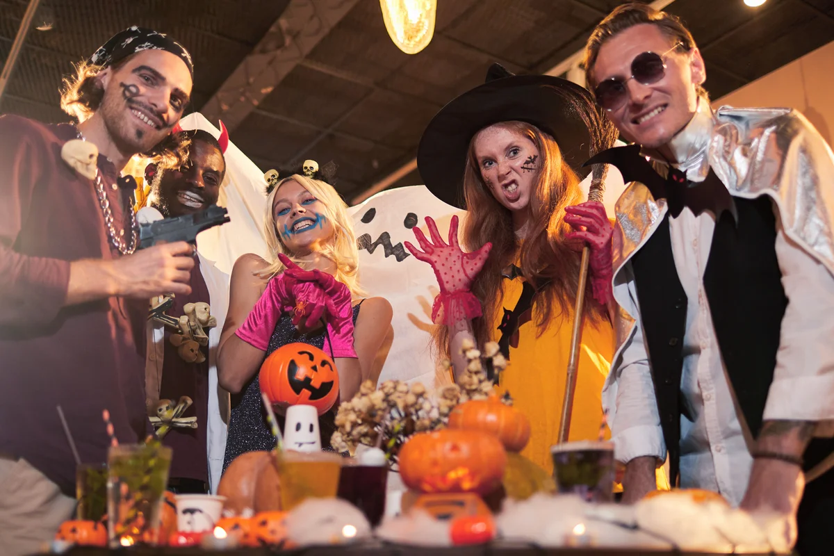 Young People Having Fun at Halloween Party