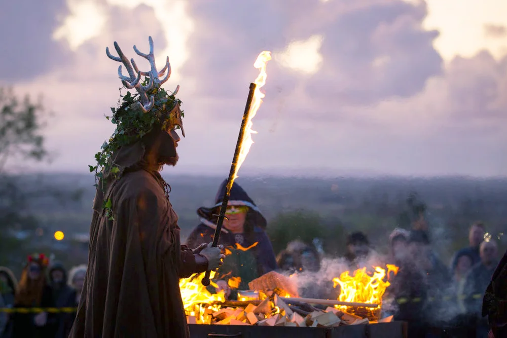 People celebrating Samhain festival