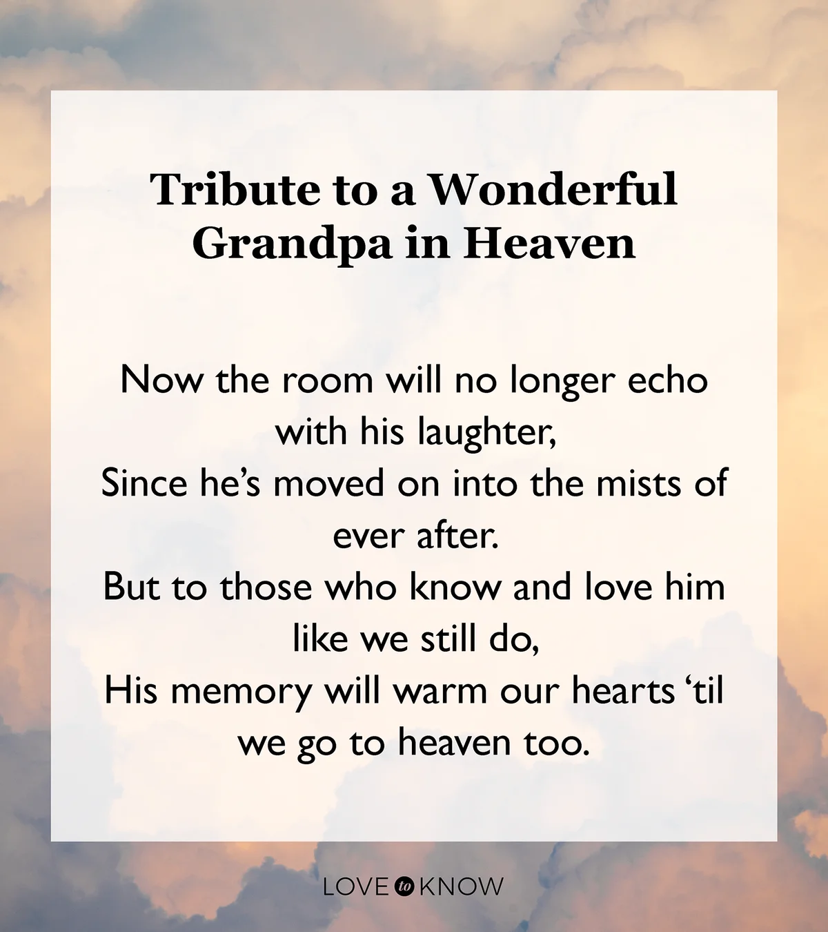 Tribute to a wonderful Grandpa in heaven poem