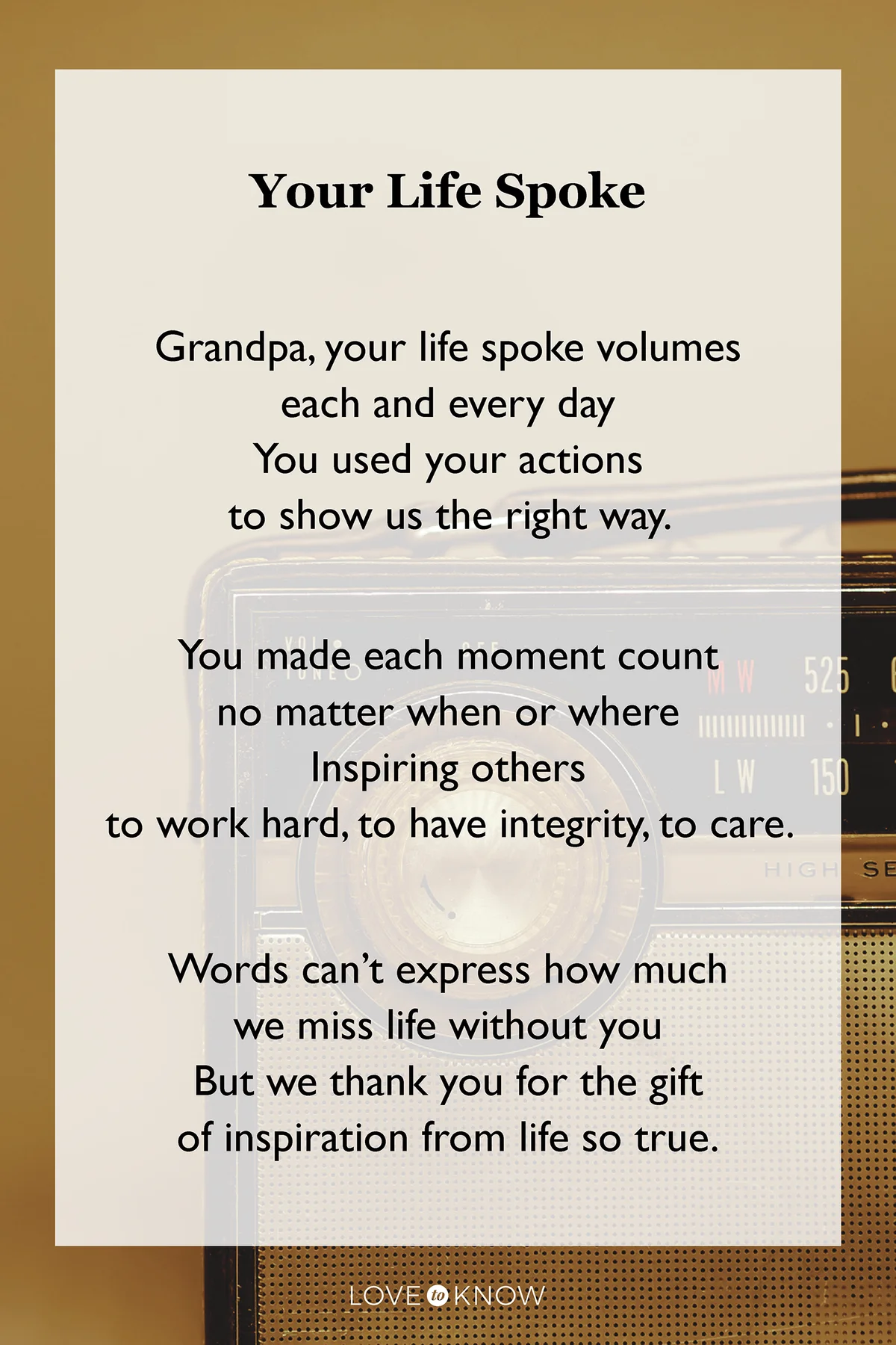 Your life spoke poem