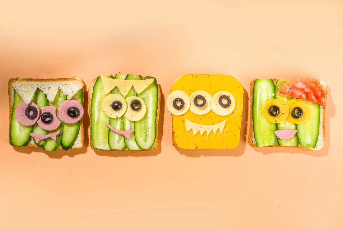Halloween Open Face Monster Sandwiches