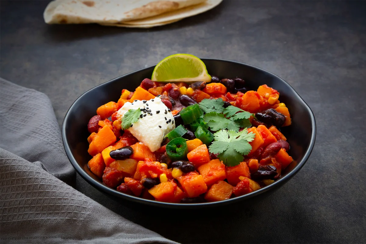 Black and Orange Chili Halloween Party food