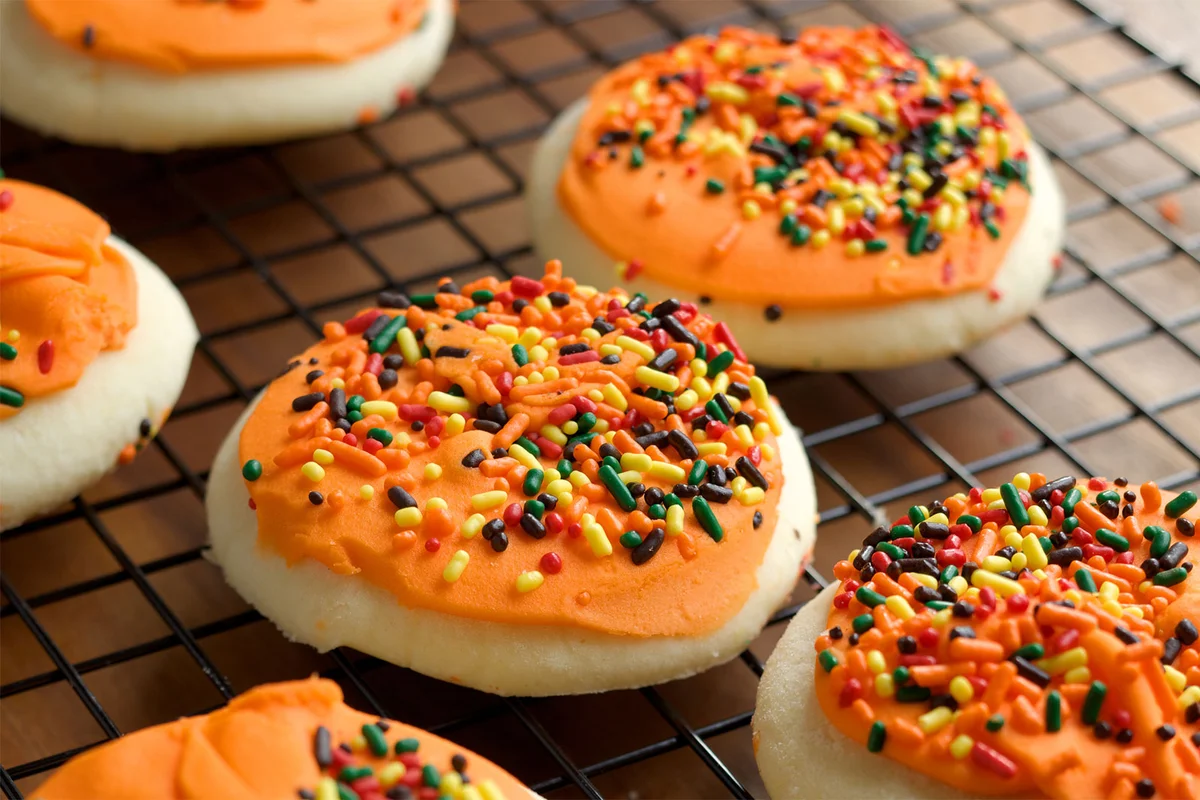 Halloween frosted shortbread cookies