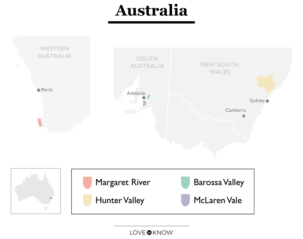 Map of Syrah Region in Australia