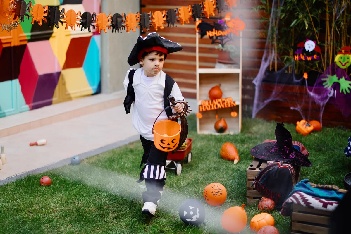 child at Halloween scavenger hunt
