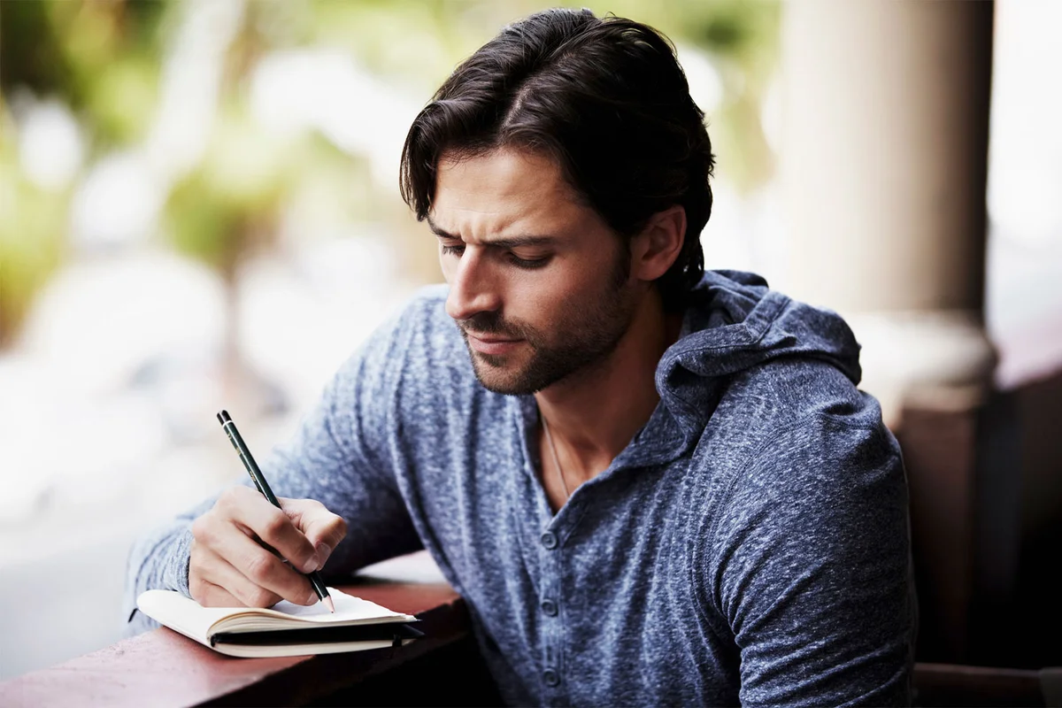 man writing a poem about brother