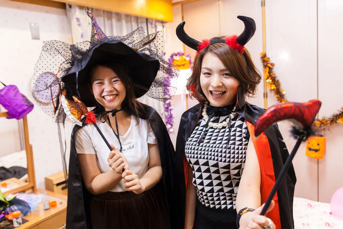 People in costumes during Halloween in Japan