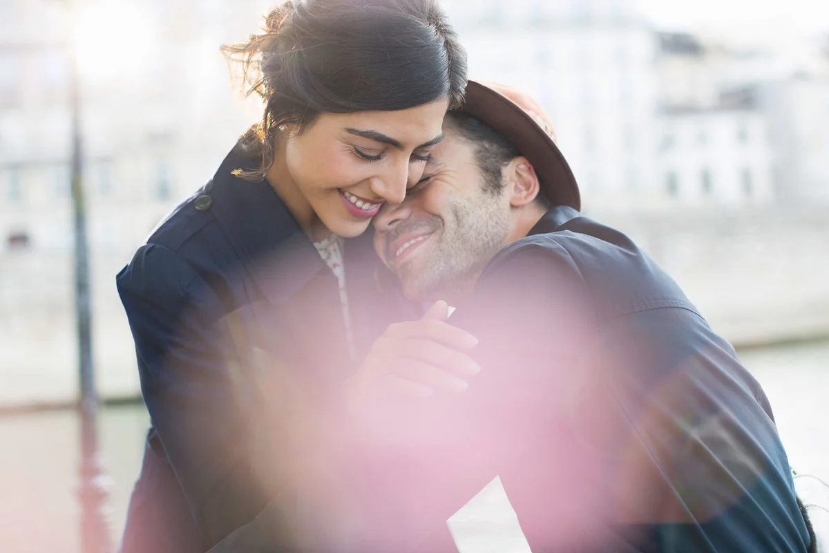 romantic couple hugging