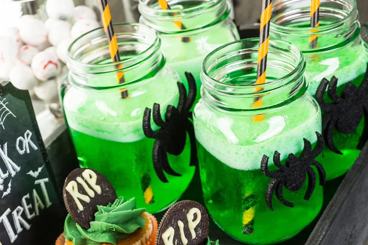 nonalcoholic Halloween cocktail spider punch