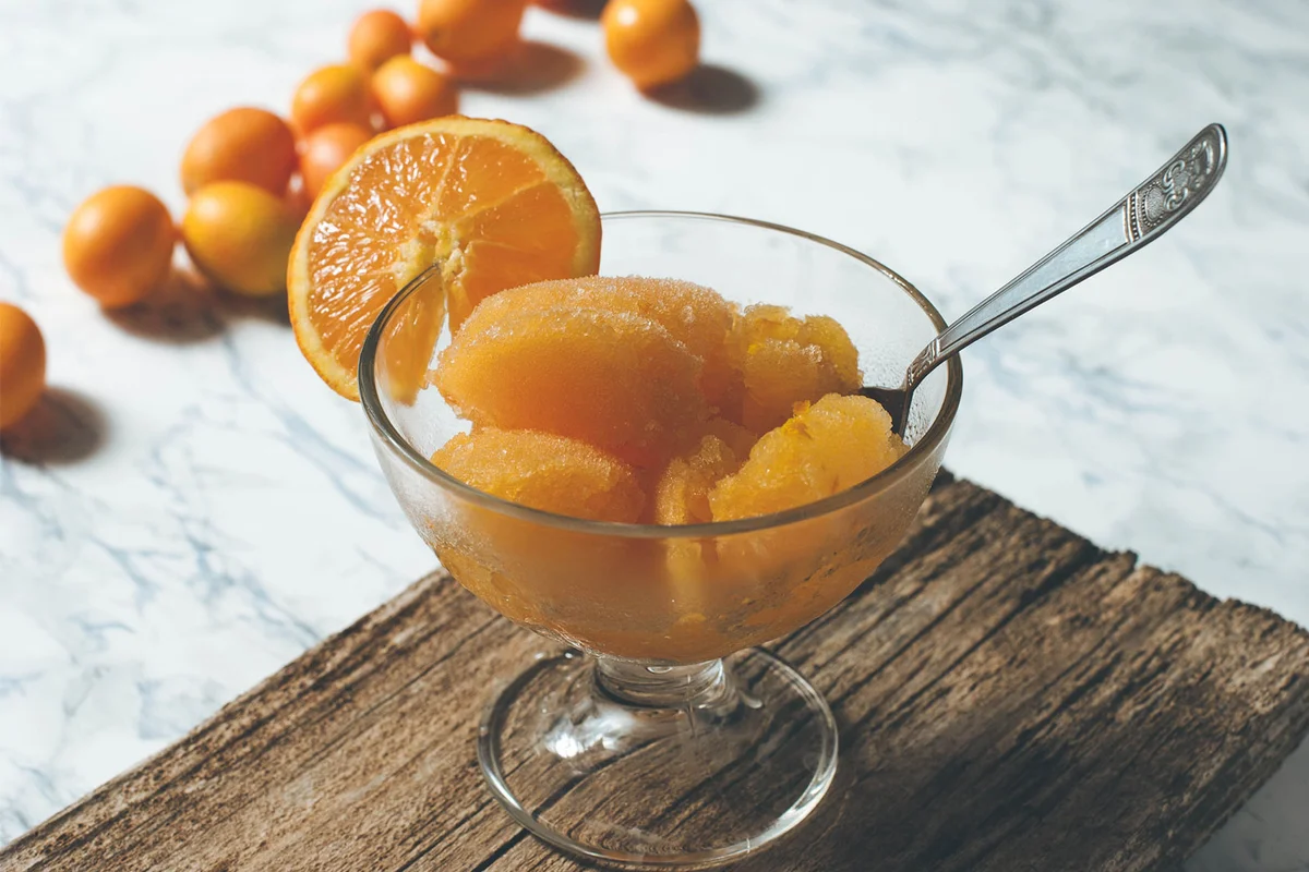 Mimosa sorbet cocktail