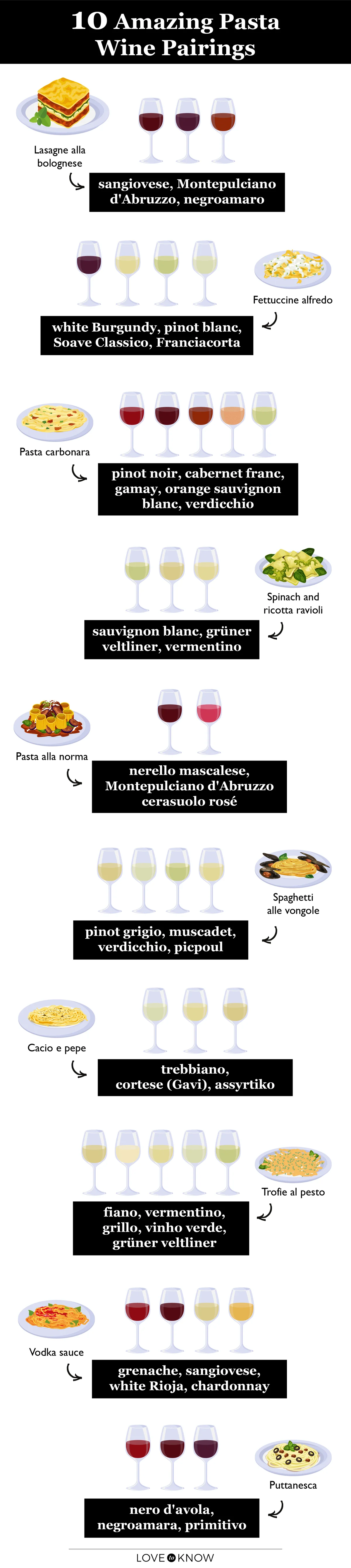 Pasta and Wine Pairings Infographic