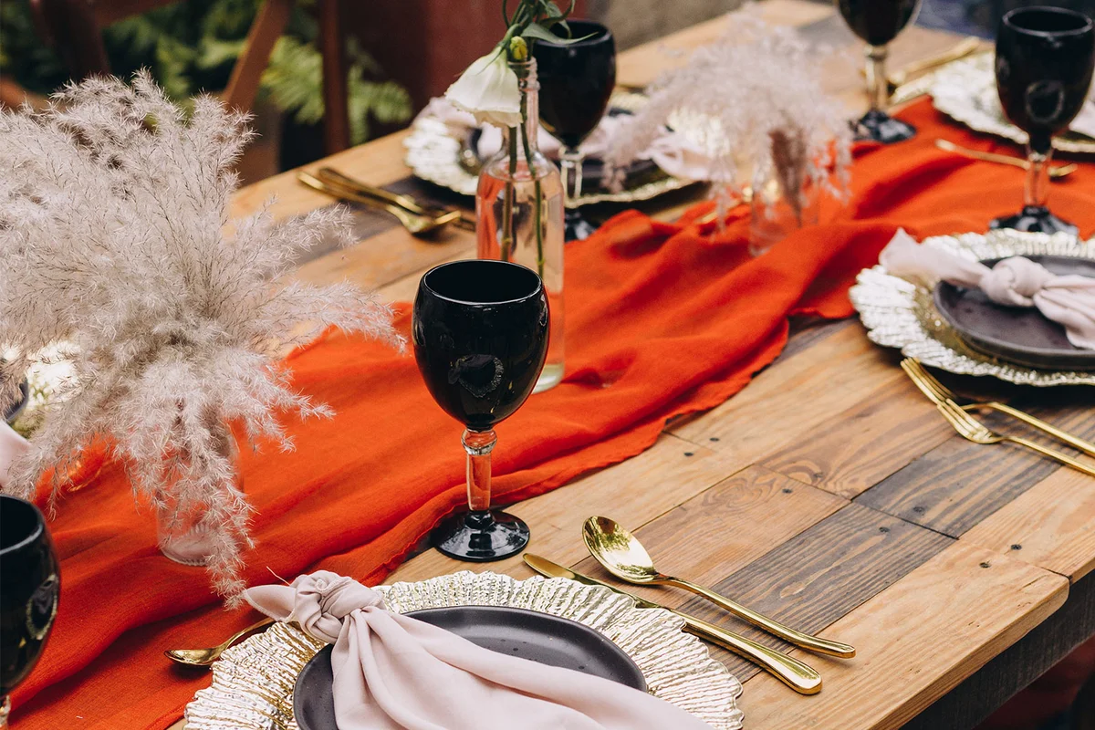 orange table runner for Halloween decoration