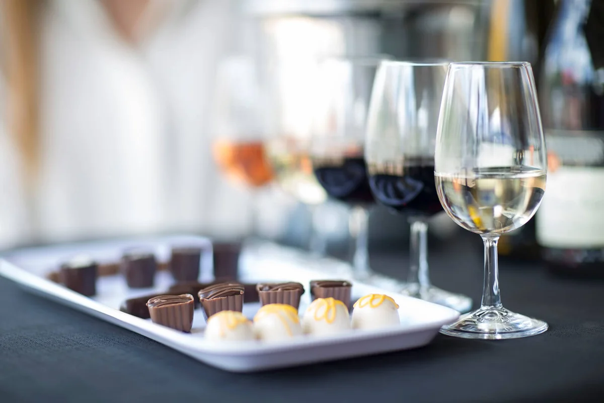 Wine degustation with chocolates