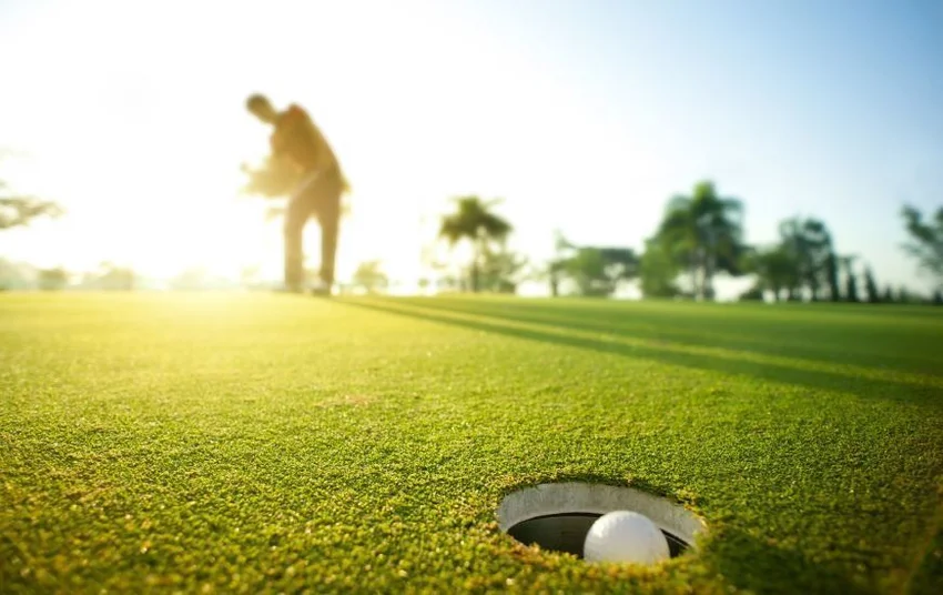 golf ball dropping into hole
