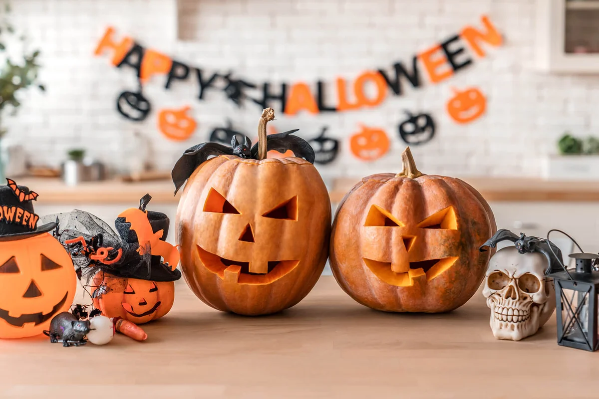 Pumpkin Jack lantern with for family holiday at home