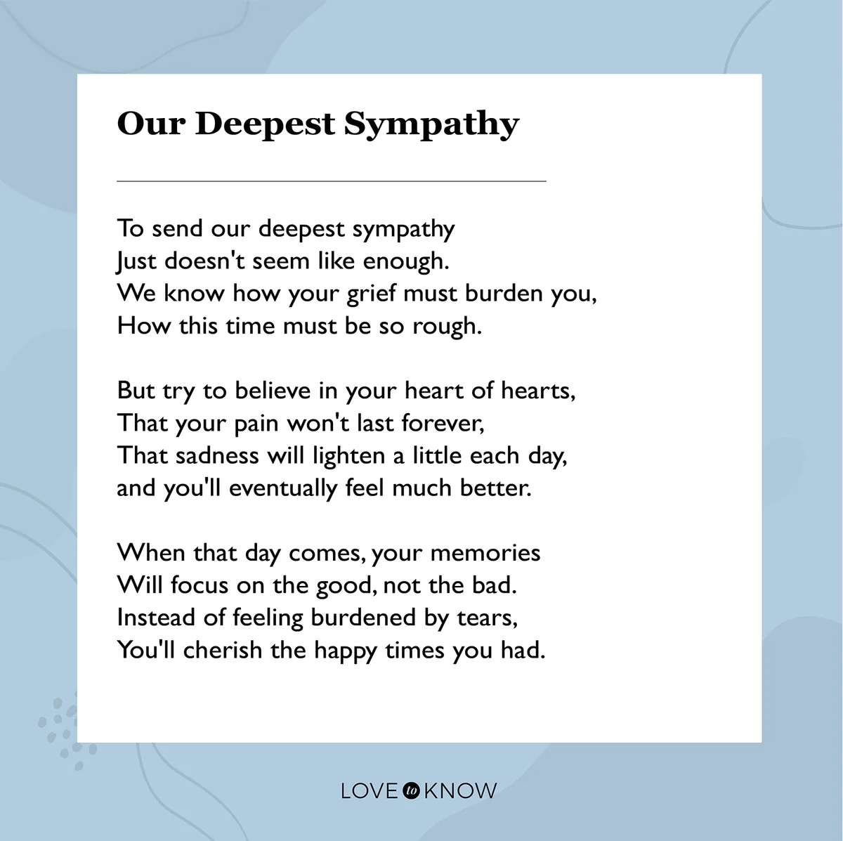 Our deepest sympathy poem