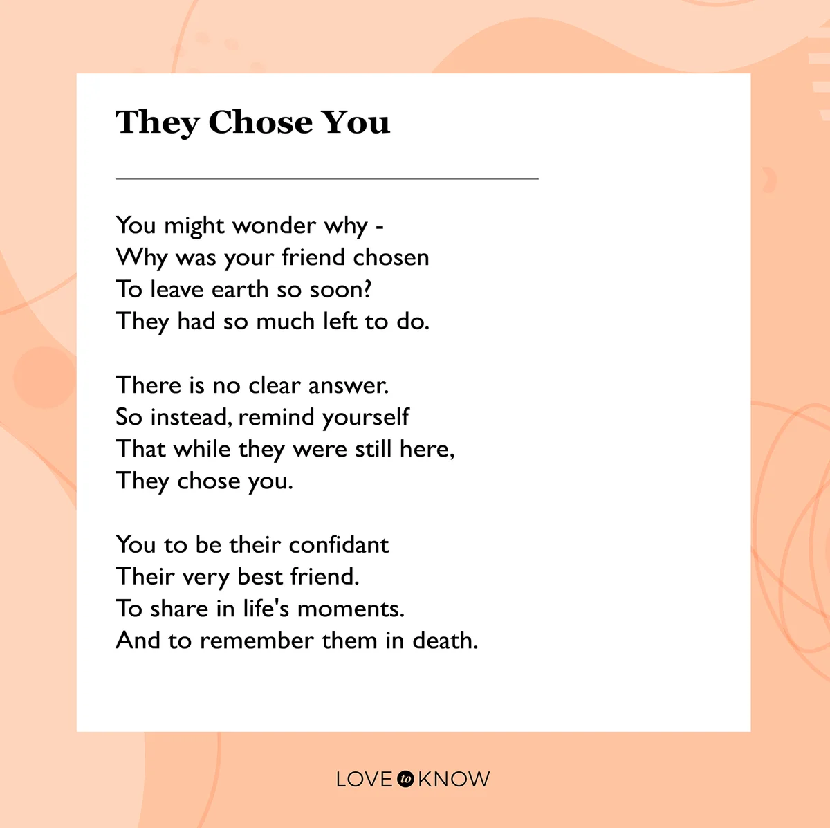 They chose you poem
