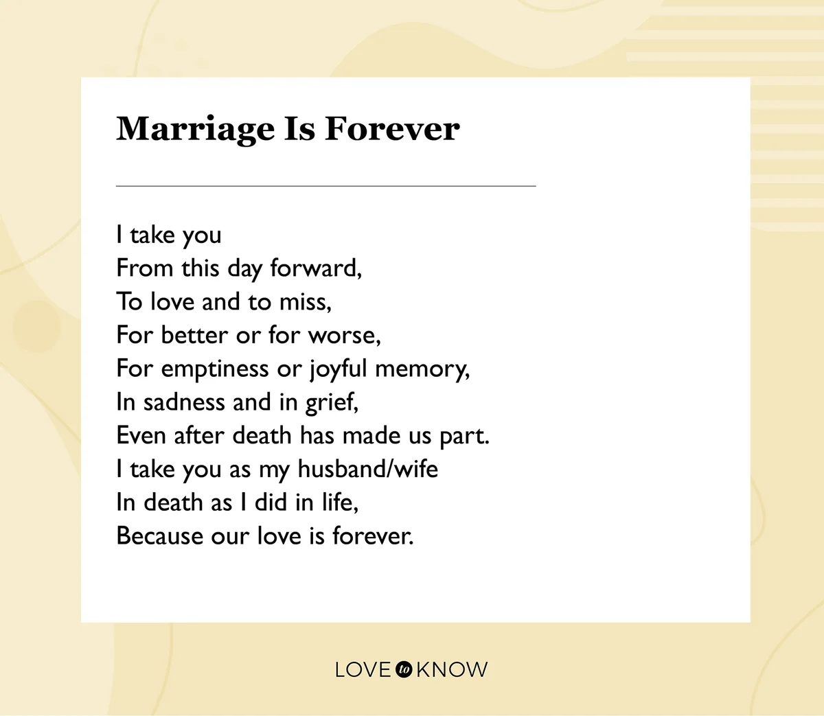 Marriage is forever poem