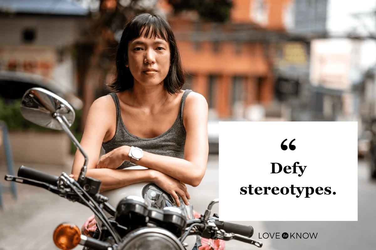 Woman motorcyclist on motorcycle