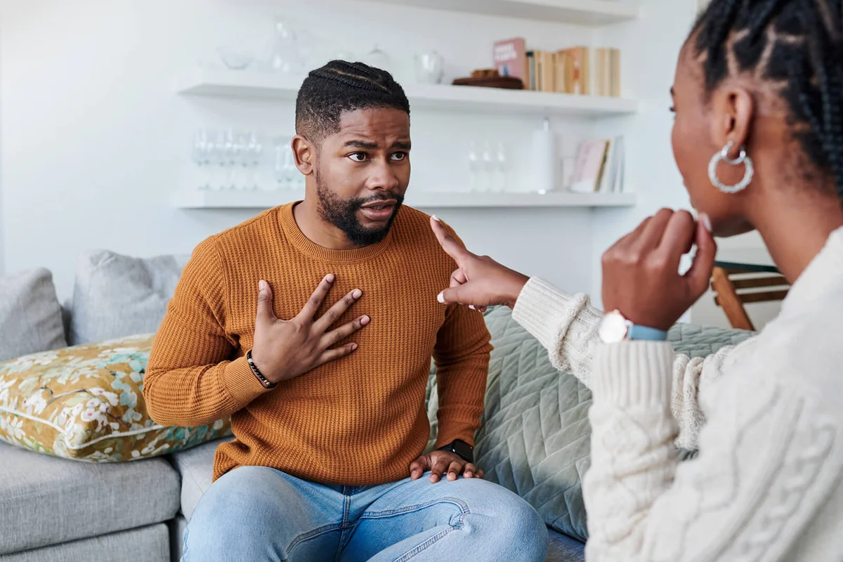 young couple having an argument at home