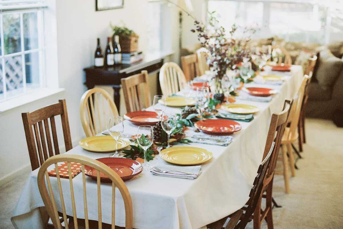 A table set for a holiday dinner