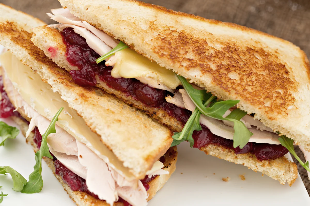 Grilled Turkey and Cheese With Cranberry Sauce