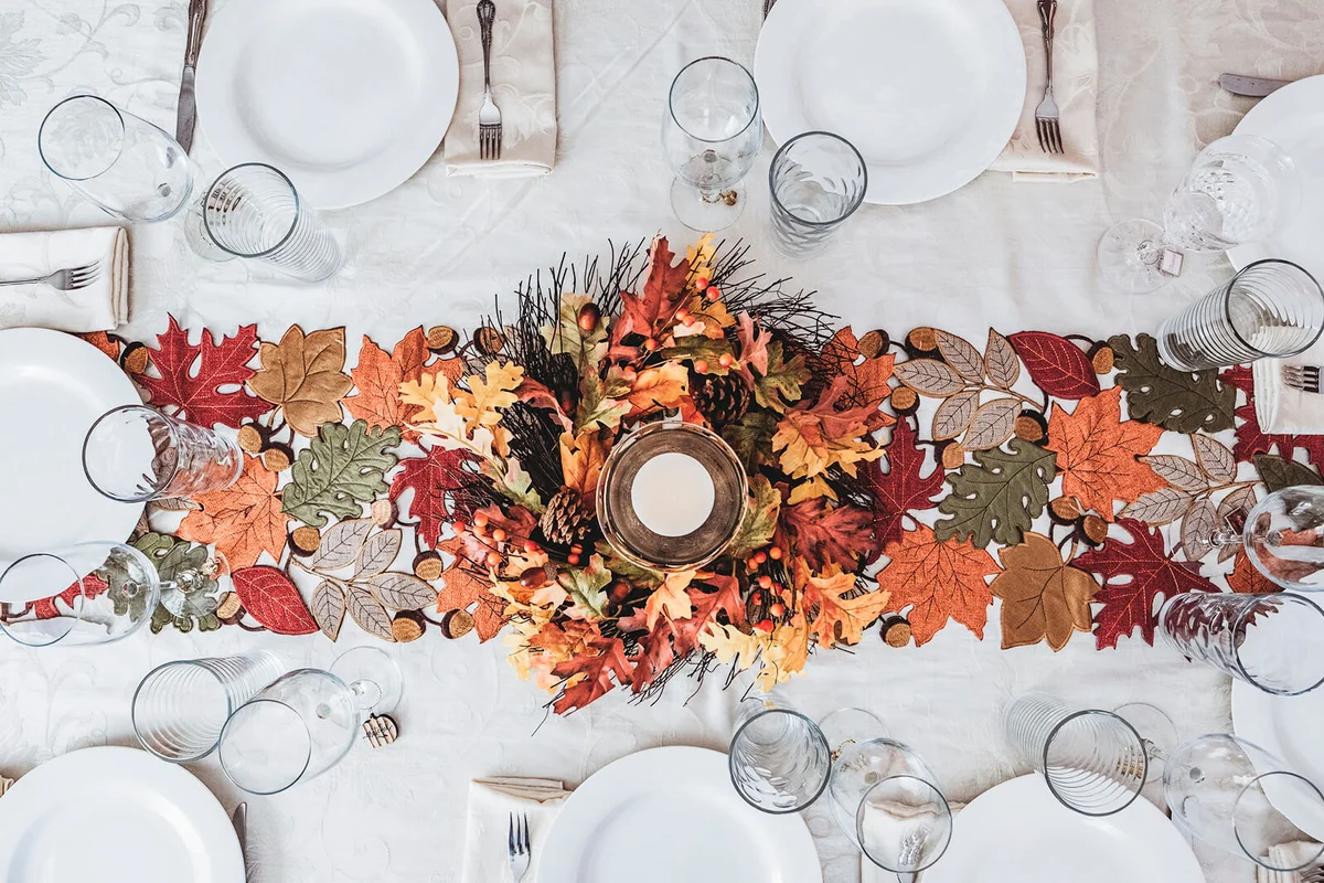 Table festively decorated for autumn holidays