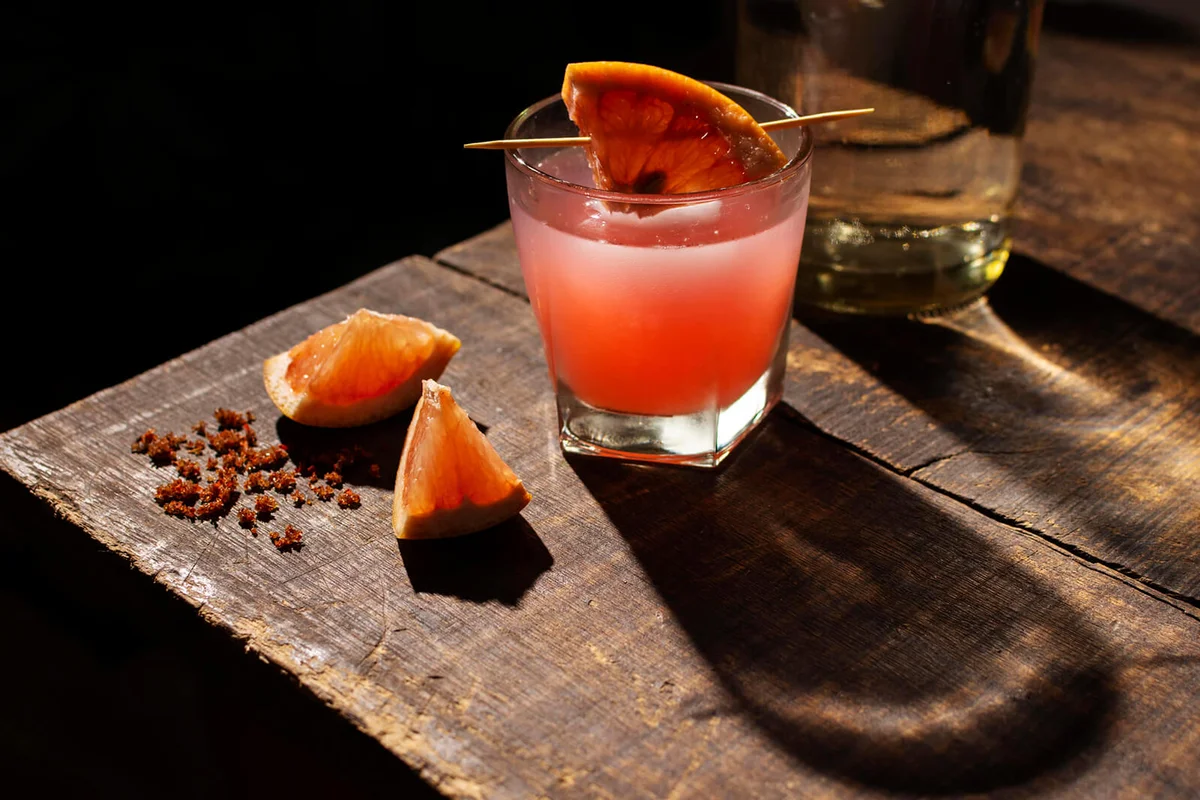 Close-up of drink on cutting board