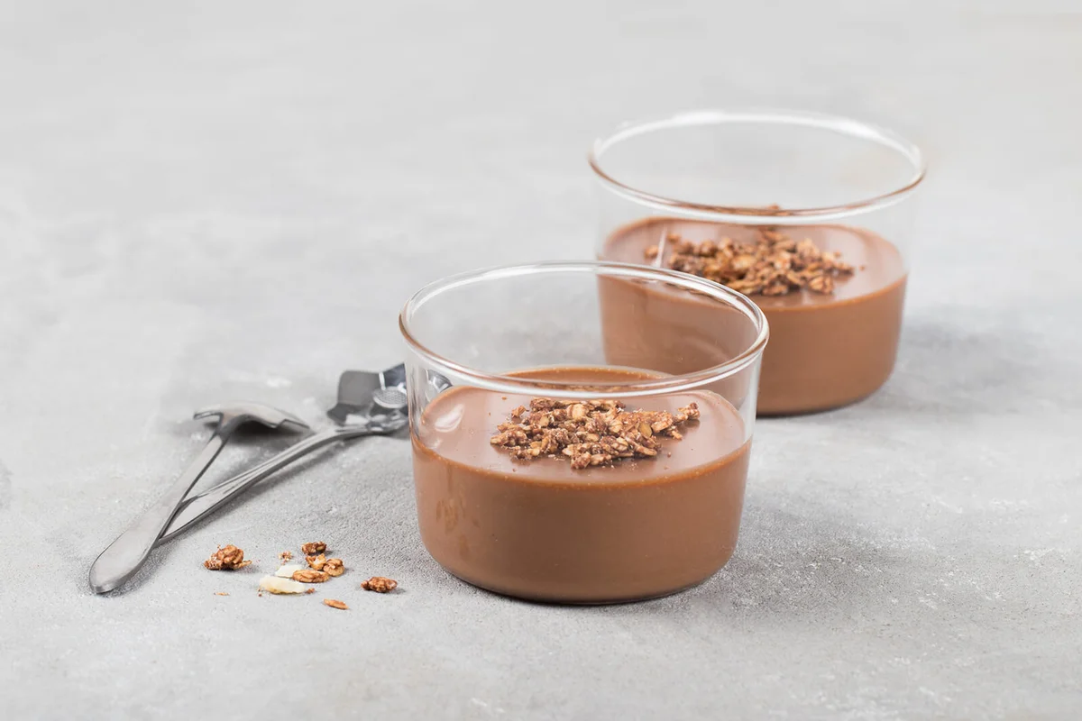 Panna Cotta creamy hazelnut cocoa with chocolate sauce