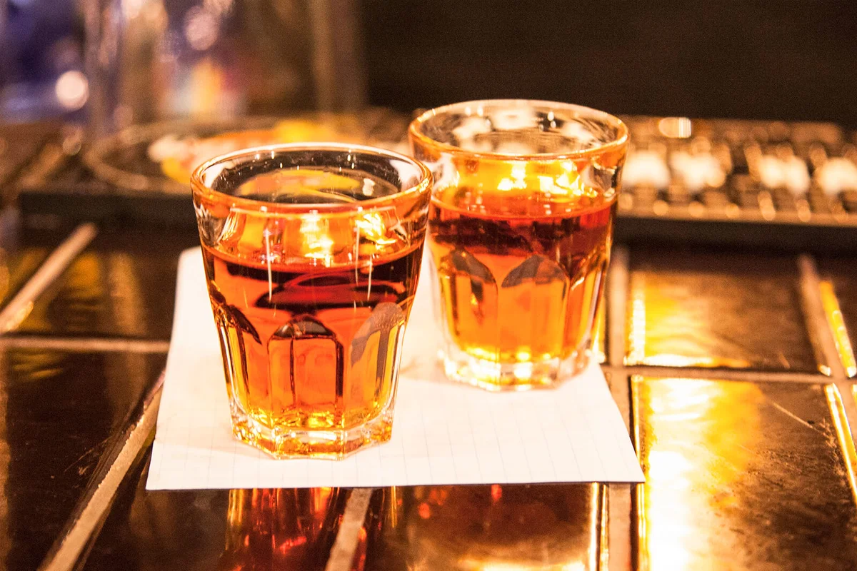 Fresh Liquor Drinks On Bar Counter