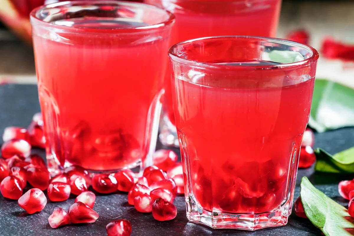 Red drink glasses in close-up
