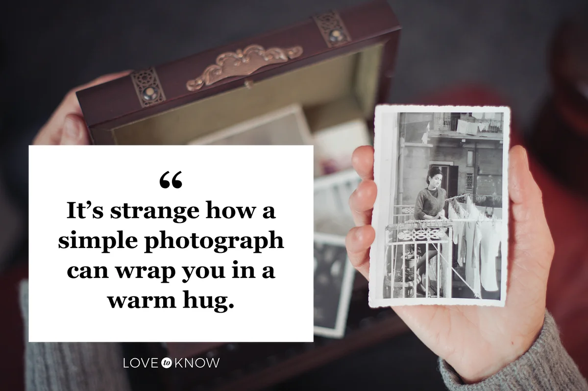 Woman discovering old photographs