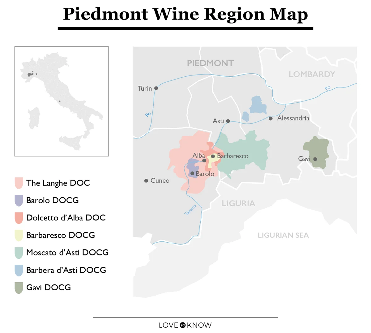 Piedmont Wine Region Map