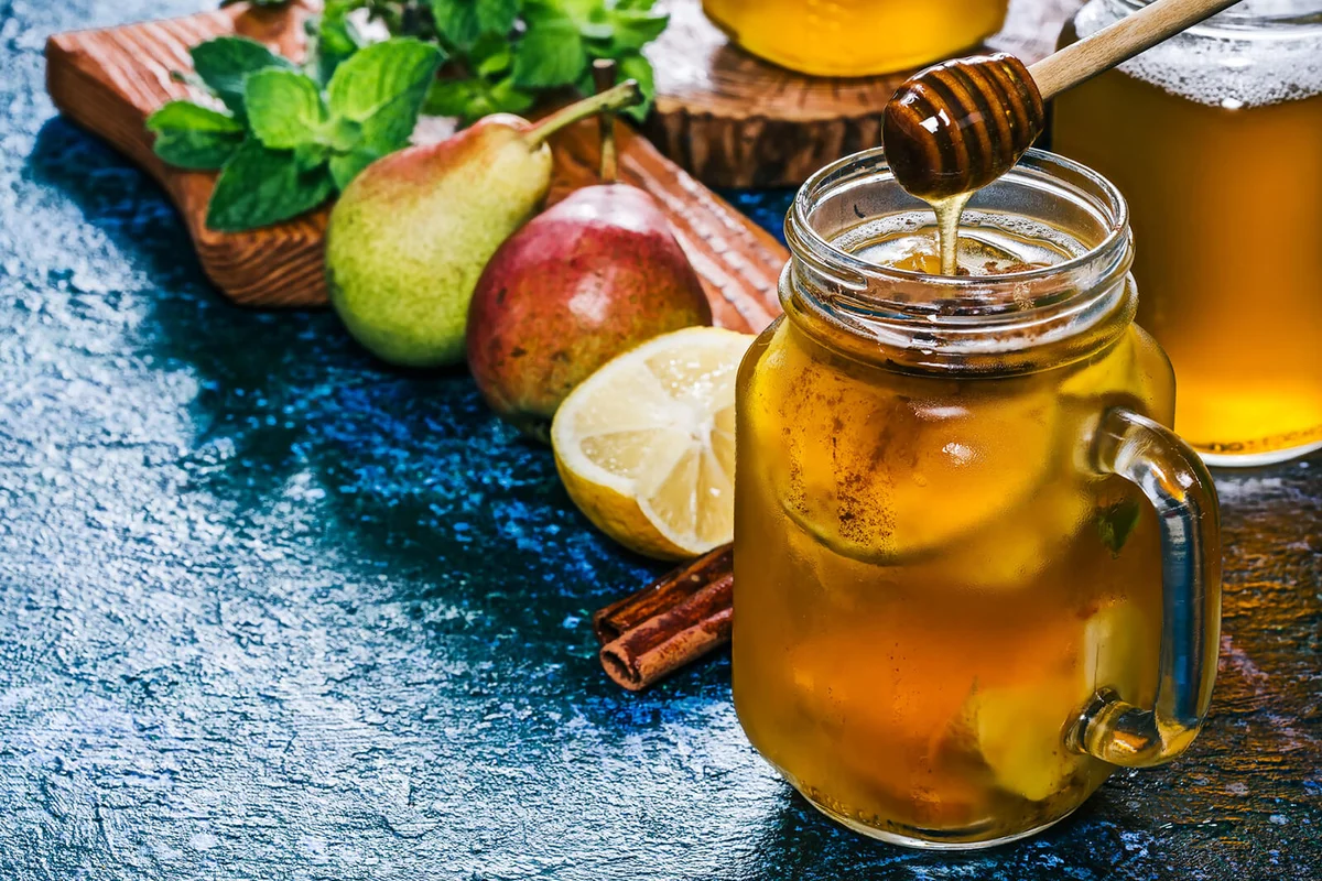 Pear cider sangria over blue