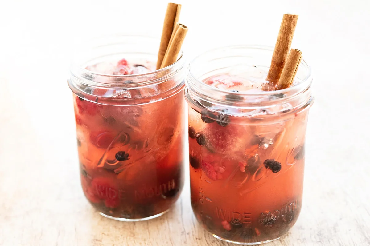 Fall Cinnamon and Berry Drink in Glass Jar