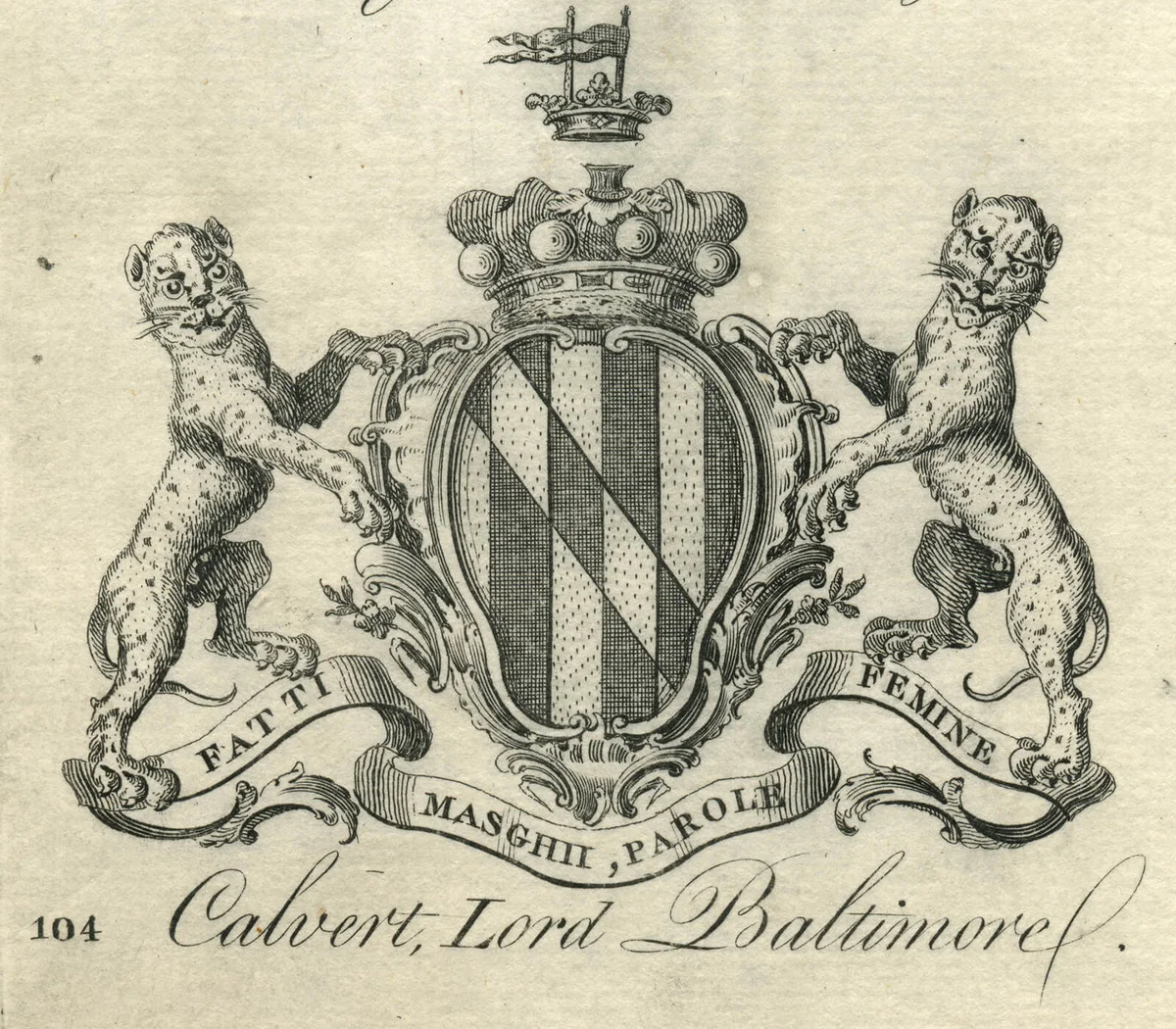 Coat of Arms Calvert Lord Baltimore 18th century