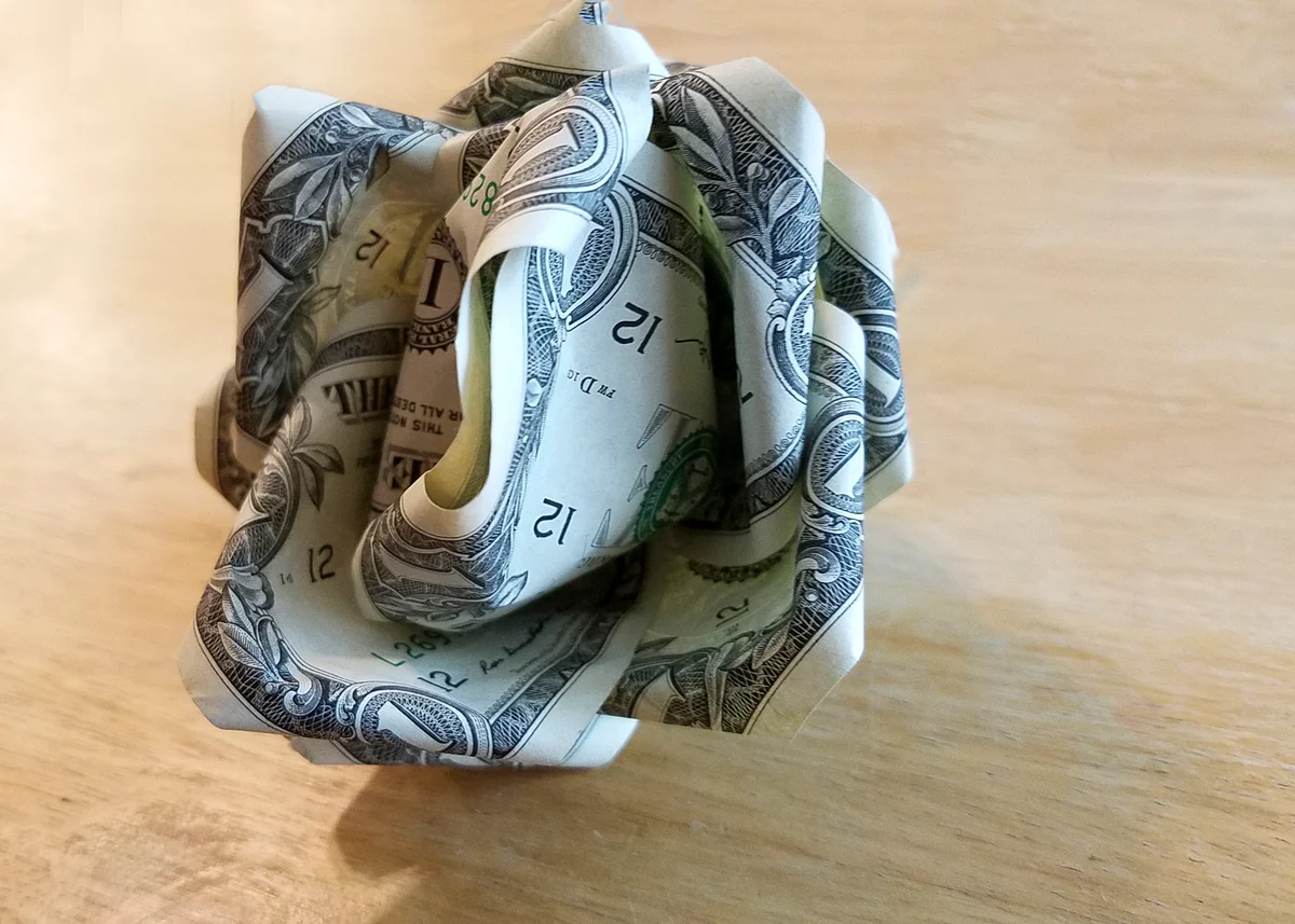 Money origami rose