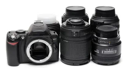 DSLR camera with lens
