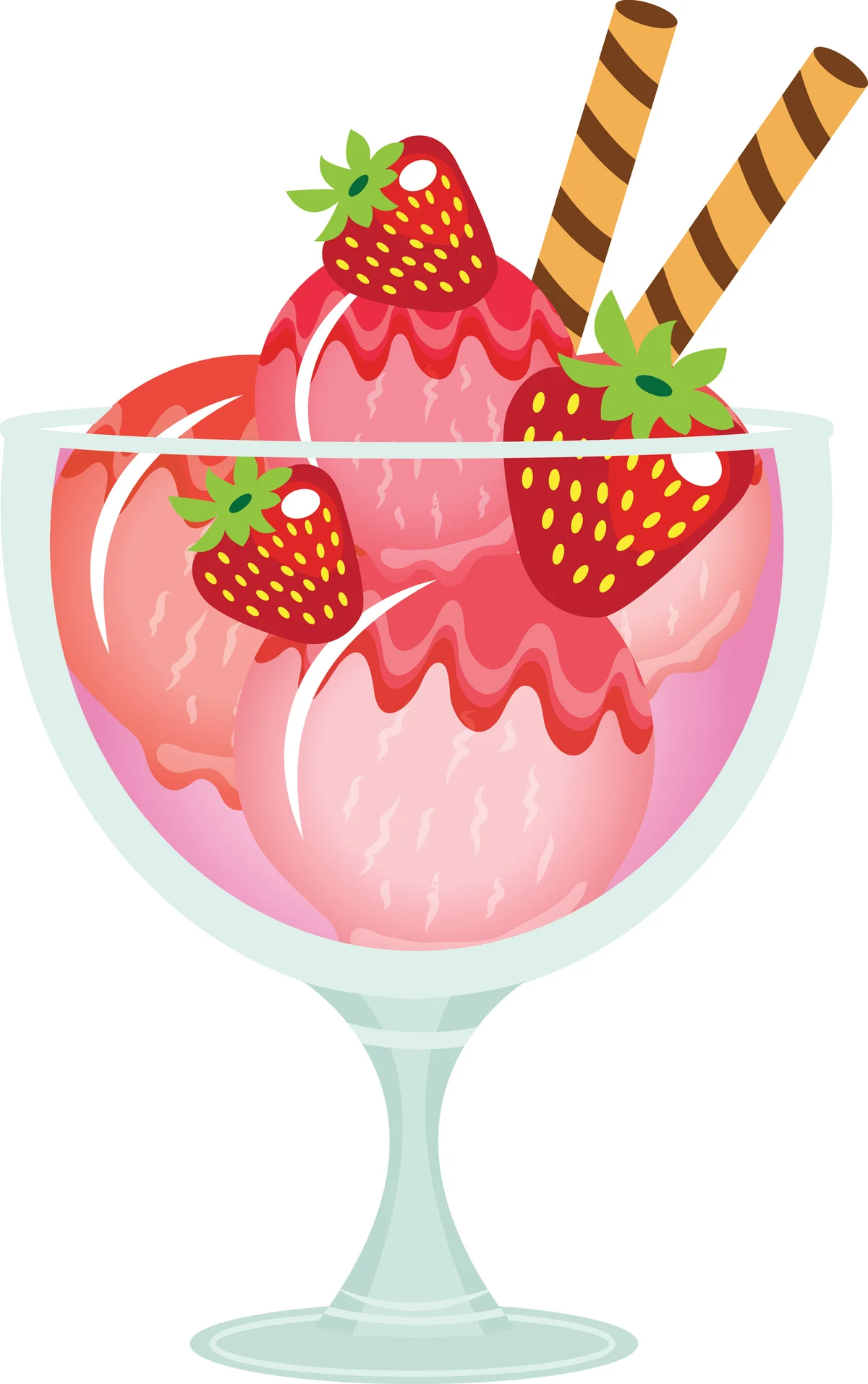 Ice cream and strawberries dessert