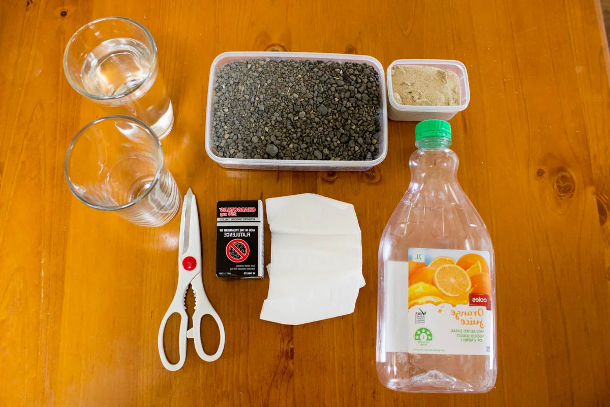 Homemade water filter materials