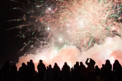Fireworks with people
