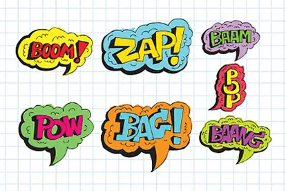 Sound effects speech bubbles