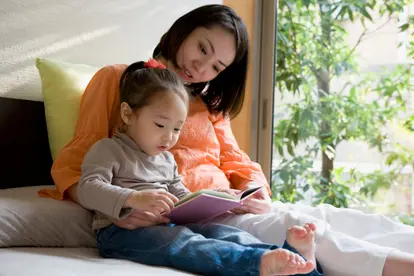 Mother and child reading